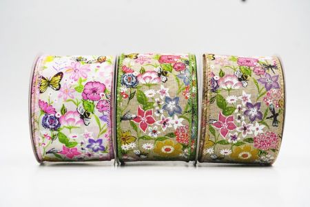 Cinta de Alambre de Jardín de Primavera con Mariposas Coloridas y Flores Silvestres - Cinta de Alambre de Jardín de Primavera con Mariposas Coloridas y Flores Silvestres